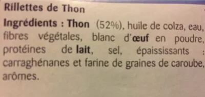 Lista de ingredientes del producto Rillettes de thon Petit Navire 