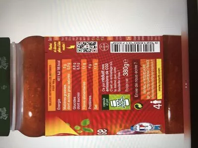 Lista de ingredientes del producto Bolognaise au boeuf rissolé Zapetti 380 g