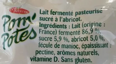 Lista de ingredientes del producto Pom'Potes Brassés Abricot Pom'Potes brassés, Pom'Potes, Materne 85 g e