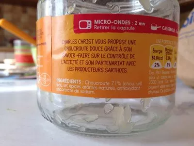 Lista de ingredientes del producto Charles Christ Choucroute nature à garnir 390 g Charles Christ 390 g e