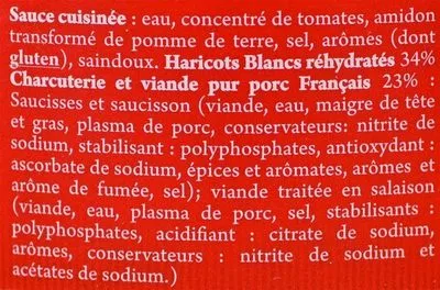 Lista de ingredientes del producto Cassoulet pur porc Charles Christ 410 g