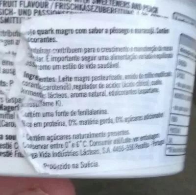 Lista de ingredientes del producto Kvarg Nestlé 