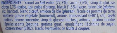 Lista de ingredientes del producto Yaourts Pâtissiers, Citron Façon Tarte (4 Pots) Nestlé, La Laitière 500 g (4 x 125 g)