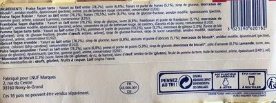 Lista de ingredientes del producto Yaourts Pâtissiers La Laitière, Nestlé 