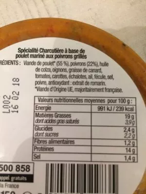 Lista de ingredientes del producto Tartine et creation Bordeau Chesnel 