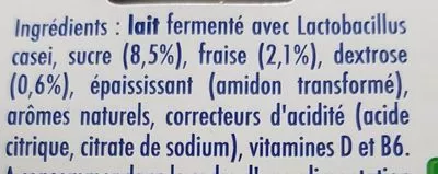 Lista de ingredientes del producto Actimel Gout Fraise Danone, Actimel 1,2 kg (12 * 100 g)