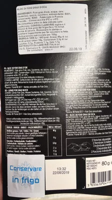 Lista de ingredientes del producto Le duo-bloc de foie gras d'oie Labeyrie 80 grammes