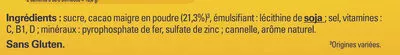 Lista de ingredientes del producto Nesquik Nestlé 1 kg