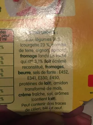 Lista de ingredientes del producto Soupe courgettes au fromage La Vache qui rit Liebig, La Vache qui rit 60 cl