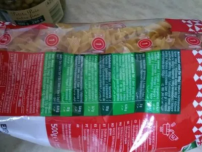 Lista de ingredientes del producto FUSILLI PANZANI 500 g