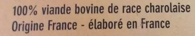 Lista de ingredientes del producto Steaks Hachés Pur Bœuf Façon Bouchère Race Charolaise Sans marque 1 kg (8 *125 g)