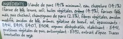 Lista de ingredientes del producto Croc' crème & champignons Socopa 200 g (2 pièces de 100 g)