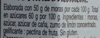 Lista de ingredientes del producto Confitura De Mora Bonne Maman 