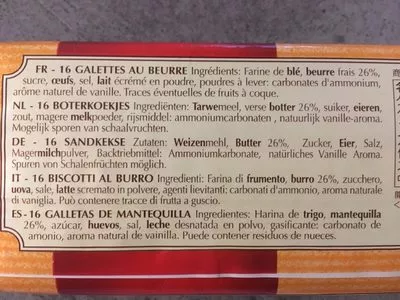 Lista de ingredientes del producto Bretones galletas de mantequilla Saint Aubert 125 g