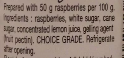 Lista de ingredientes del producto Raspberry Preserve Bonne Maman 370 g