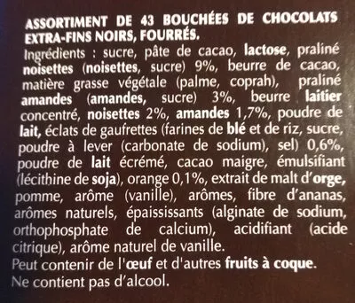 Lista de ingredientes del producto Champs-Élysées noir Lindt 470 g