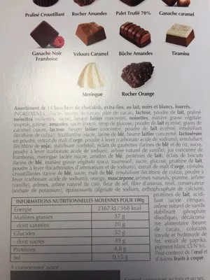 Lista de ingredientes del producto Lindt selection maitre chocolatier Lindt 