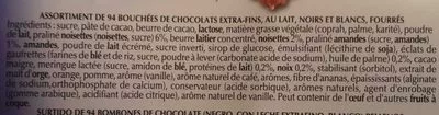 Lista de ingredientes del producto Chocolats Lindt Champs Elysées Lindt, Lindt & Sprüngli 1 kg e