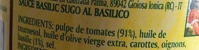 Lista de ingredientes del producto Sauce tomate basilic  