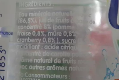 Lista de ingredientes del producto Volvic au jus de pomme - fruits rouges Volvic 1,5 l