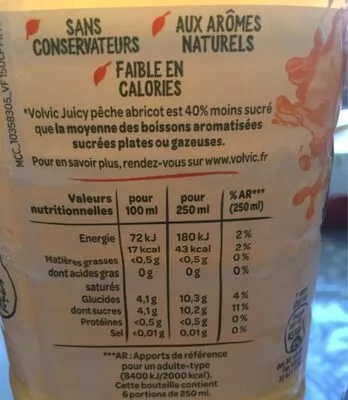 Lista de ingredientes del producto Volvic juicy fruit d'été Volvic 