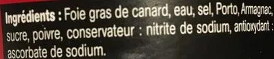 Lista de ingredientes del producto Bloc de Foie Gras de Canard Duc de Mestrade Une boîte