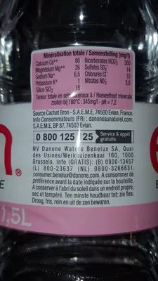 Lista de ingredientes del producto Evian Evian 1,5 l