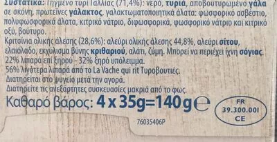 Lista de ingredientes del producto Cheese and go La Vache qui Rit 4 x 35 g