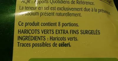 Lista de ingredientes del producto Le Haricot vert Précuit Vapeur Bonduelle 1,2 kg (20% gratuit)