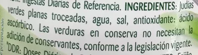 Lista de ingredientes del producto Judías verdes planas Bonduelle 300 g (neto), 225 g (escurrido)