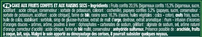 Lista de ingredientes del producto Le Cake à l'Anglaise Brossard 400 g e