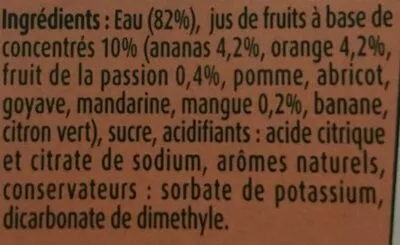 Lista de ingredientes del producto Fruit Shoot Tropical Teisseire, Fruit Shoot 8 * 20 cl