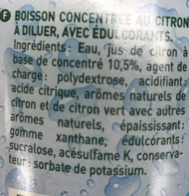 Lista de ingredientes del producto Boisson concentrée Citron zéro sucres Teisseire 60 cl