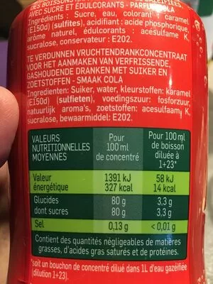 Lista de ingredientes del producto Cola Teisseire 