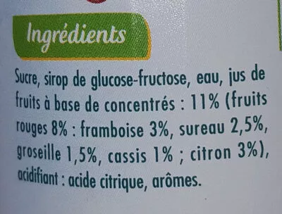 Lista de ingredientes del producto Sirop de Grenadine Teisseire 75 cl