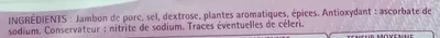 Lista de ingredientes del producto Le Jambon de Paris léger (2% M.G) Fleury Michon 150g