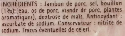 Lista de ingredientes del producto Recette Authentique cuit à l'étouffée Fleury Michon 160 g (4 x 40 g)