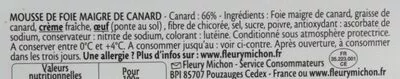 Lista de ingredientes del producto Fleuron de Canard Fleury Michon 220 g