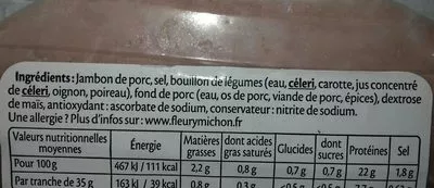 Lista de ingredientes del producto Le supérieur nature Fleury Michon 