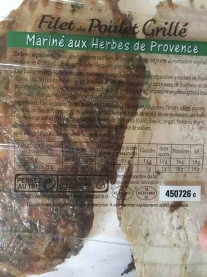 Lista de ingredientes del producto Filet de poulet grillé mariné herbes de Provence Fleury Michon 150 g