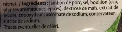 Lista de ingredientes del producto Jambon Fleury Michon 