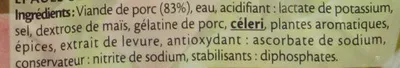 Lista de ingredientes del producto Dés d'épaule - 2x75g. Fleury Michon 150 g