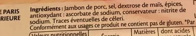 Lista de ingredientes del producto Le paris -25% de sel Fleury Michon 