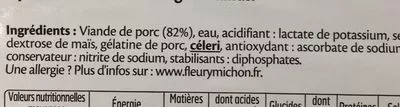 Lista de ingredientes del producto Des d'épaules Fleury Michon 200 g e