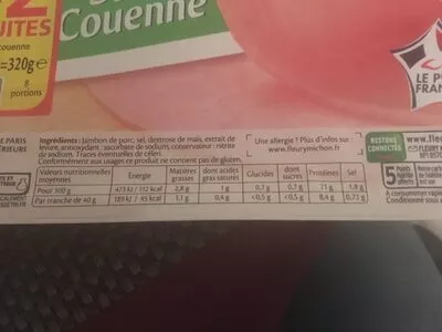 Lista de ingredientes del producto Le paris Fleury Michon 