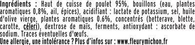 Lista de ingredientes del producto Lamelles de poulet Halal -25% de sel Fleury Michon 200 g