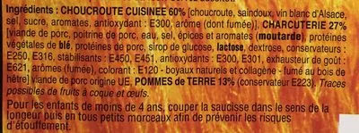 Lista de ingredientes del producto Choucroute d'Alsace garnie La bresse 