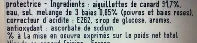 Lista de ingredientes del producto Aiguillettes de canard 3 baies Maison Montfort 300g