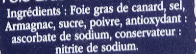 Lista de ingredientes del producto Foie gras de canard entier Montfort 150 g