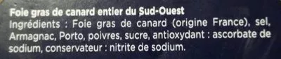 Lista de ingredientes del producto Foie gras de canard du Sud-Ouest Montfort 